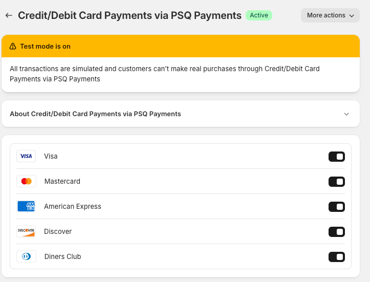 Payment Method Settings